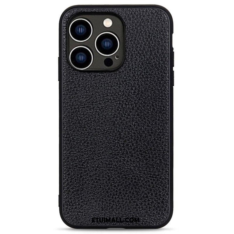 Etui do iPhone 14 Pro Prawdziwa Skóra Litchi