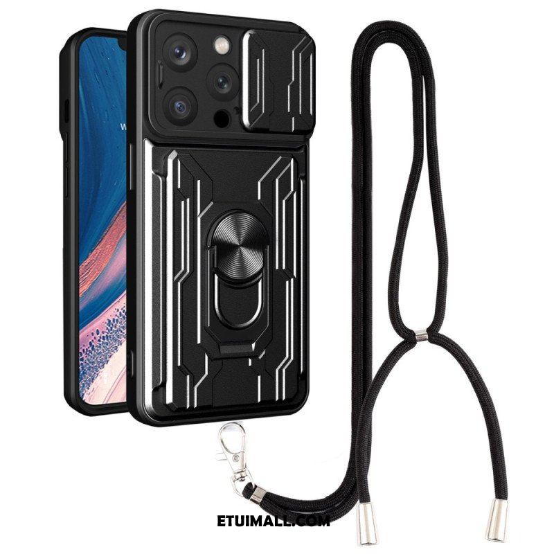 Etui do iPhone 14 Pro ze Sznurkiem Smycz I Stojak Na Karty