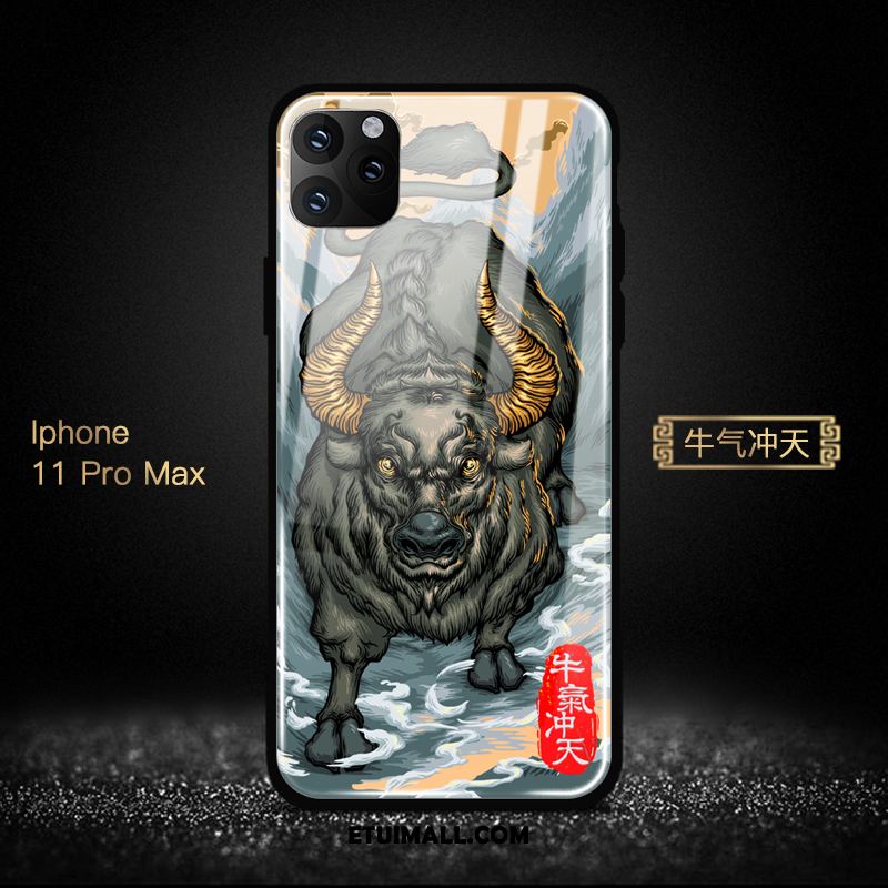 Etui iPhone 11 Pro Max Szkło Niebieski Telefon Komórkowy Chiński Styl Tendencja Pokrowce Oferta