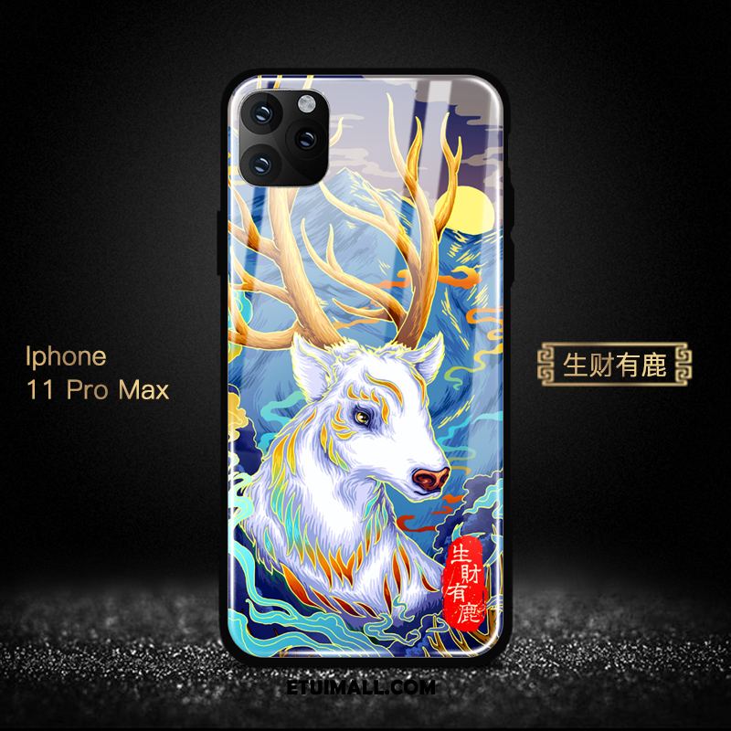 Etui iPhone 11 Pro Max Szkło Niebieski Telefon Komórkowy Chiński Styl Tendencja Pokrowce Oferta