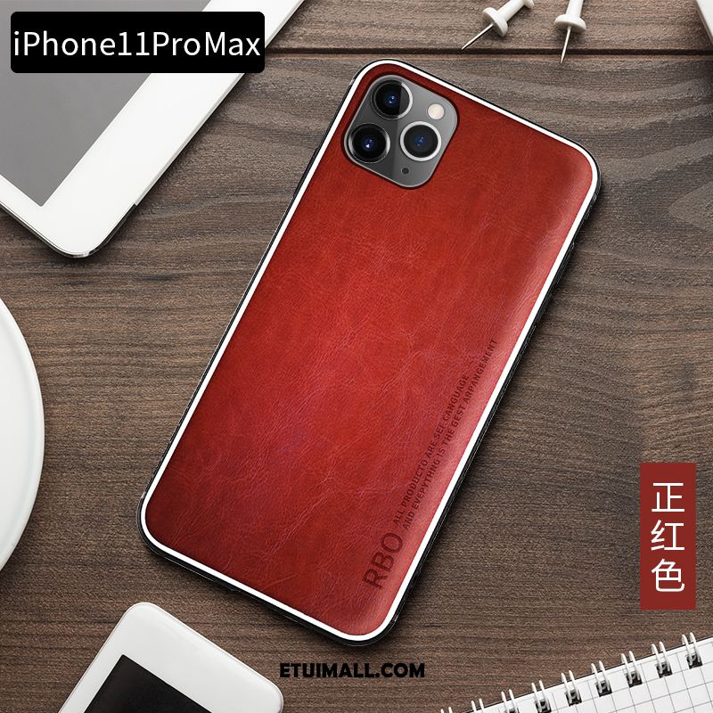 Etui iPhone 11 Pro Max Żółty Czerwony Netto Luksusowy Szkło Hartowane Skóra Bydlęca Pokrowce Sklep
