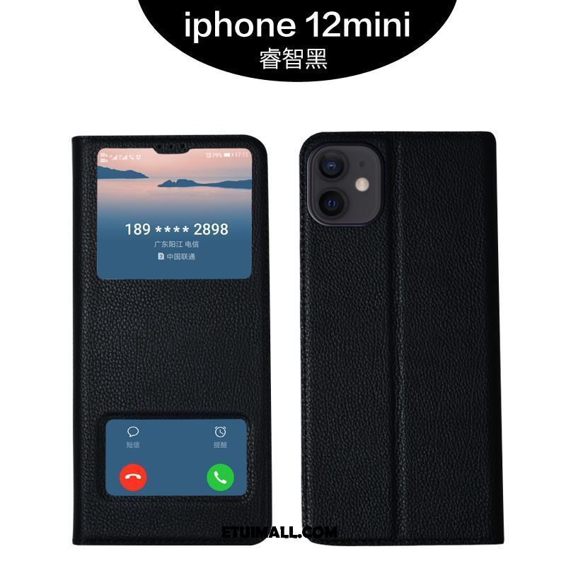 Etui iPhone 12 Mini Miękki Biznes Klapa Prawdziwa Skóra Anti-fall Futerał Sklep