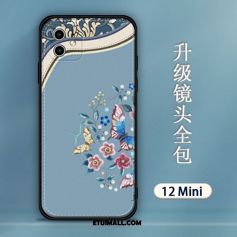 Etui iPhone 12 Mini Telefon Komórkowy Chiński Styl Relief Purpurowy Ochraniacz Futerał Sklep