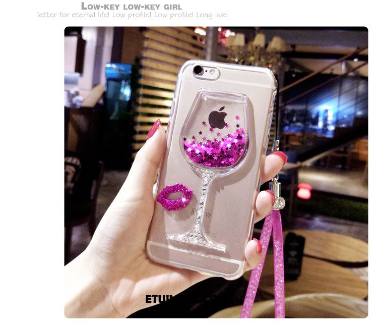 Etui iPhone 6 / 6s Plus Rhinestone Quicksand Ochraniacz Czerwony Wiszące Ozdoby Obudowa Tanie