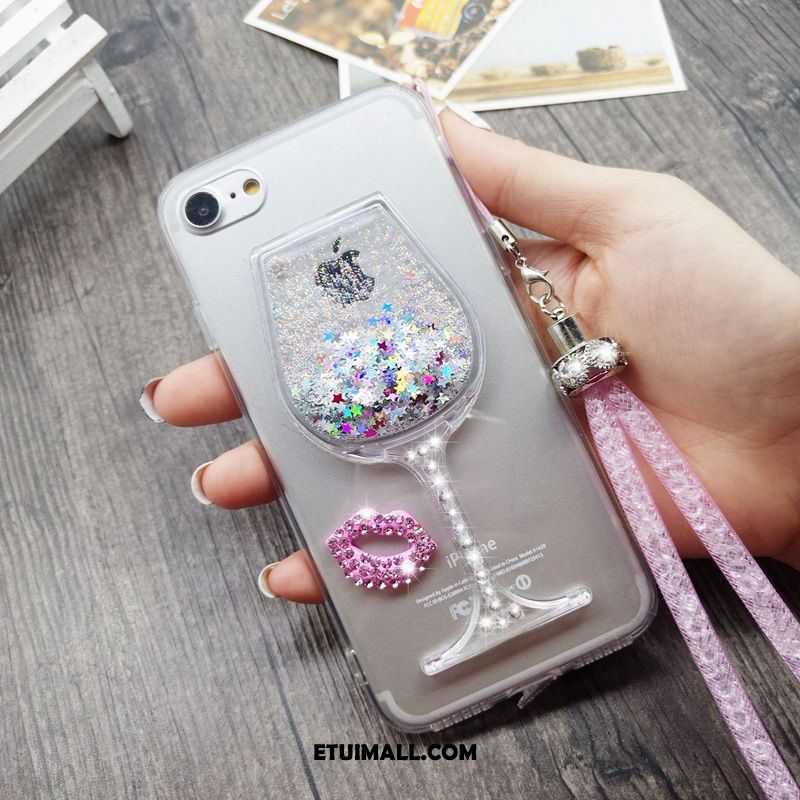 Etui iPhone 6 / 6s Plus Rhinestone Quicksand Ochraniacz Czerwony Wiszące Ozdoby Obudowa Tanie