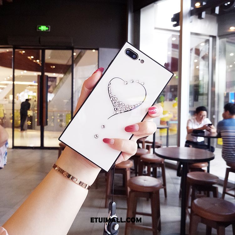 Etui iPhone 7 Plus Kwadratowy Ochraniacz Rhinestone Osobowość Różowe Futerał Tanie