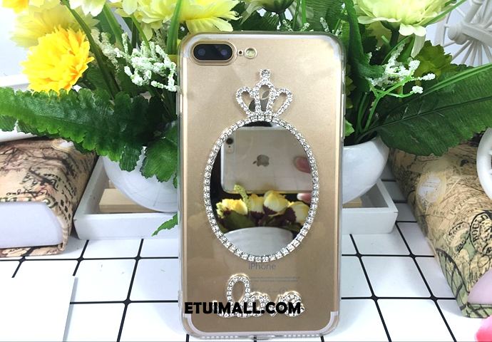 Etui iPhone 7 Plus Rhinestone Telefon Komórkowy Ochraniacz Wisząca Szyja Złoto Futerał Online