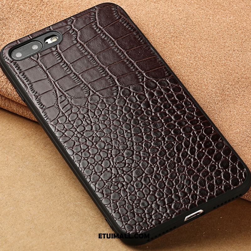 Etui iPhone 8 Plus Prawdziwa Skóra Wino Czerwone Europa Eleganckie Piękno Futerał Tanie