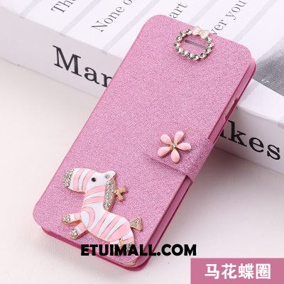 Etui iPhone Se Skórzany Futerał Ochraniacz Rhinestone Anti-fall Różowe Futerał Tanie