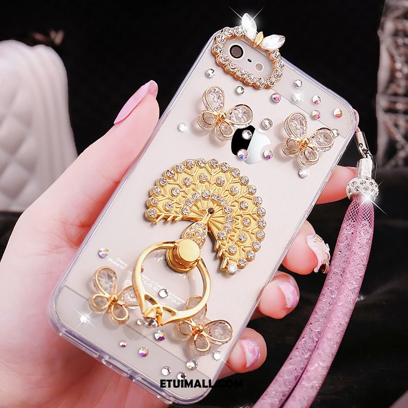 Etui iPhone Se Telefon Komórkowy Miękki Złoto Rhinestone Tendencja Obudowa Sklep