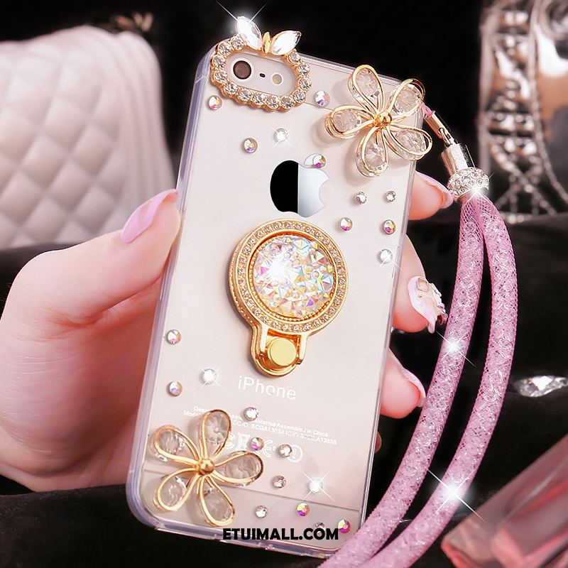 Etui iPhone Se Telefon Komórkowy Miękki Złoto Rhinestone Tendencja Obudowa Sklep