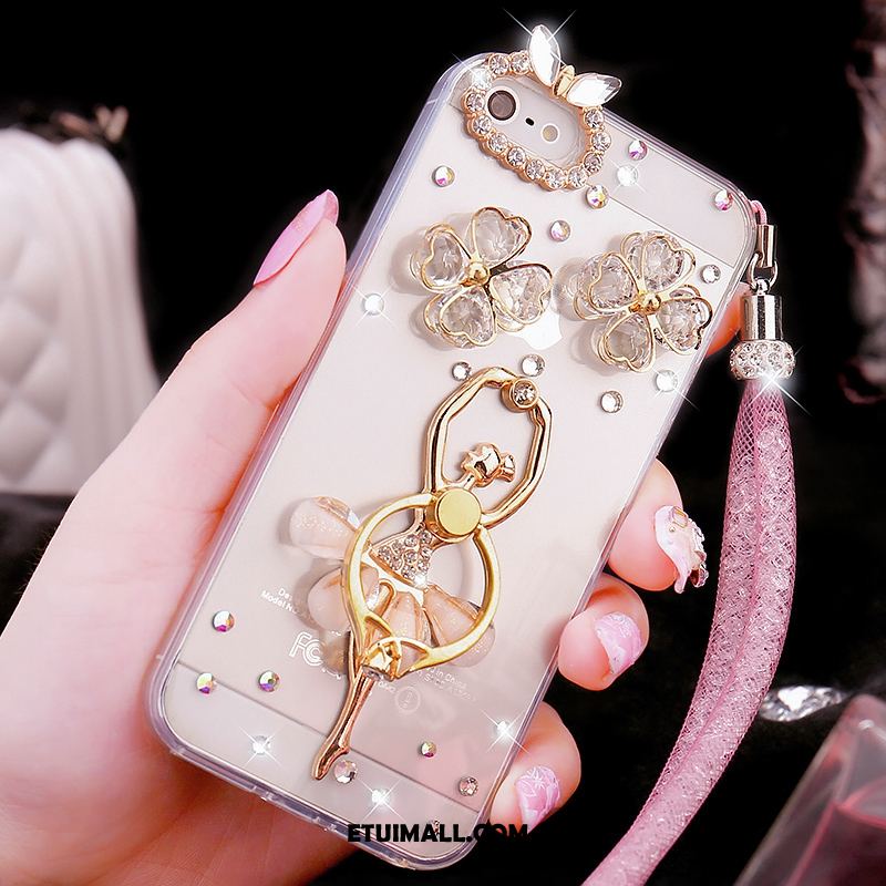 Etui iPhone Se Telefon Komórkowy Miękki Złoto Rhinestone Tendencja Obudowa Sklep