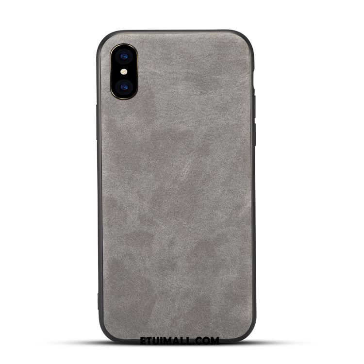 Etui iPhone X Vintage Tendencja Szary Biznes Skóra Obudowa Online