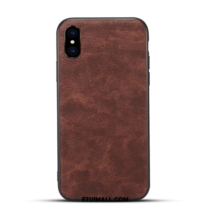 Etui iPhone X Vintage Tendencja Szary Biznes Skóra Obudowa Online