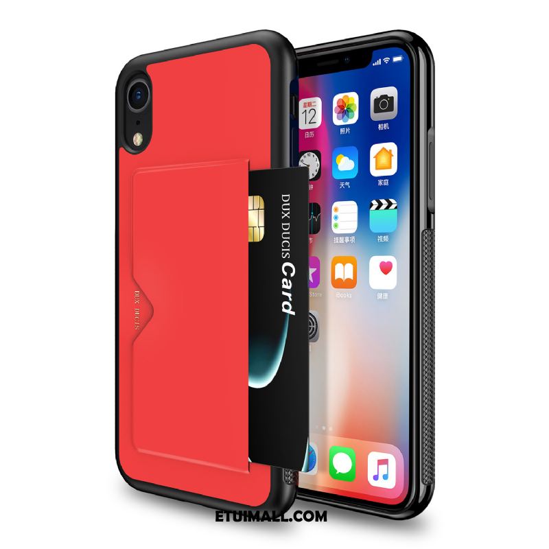 Etui iPhone Xr Czarny Skórzany Futerał Anti-fall Karta Telefon Komórkowy Obudowa Online