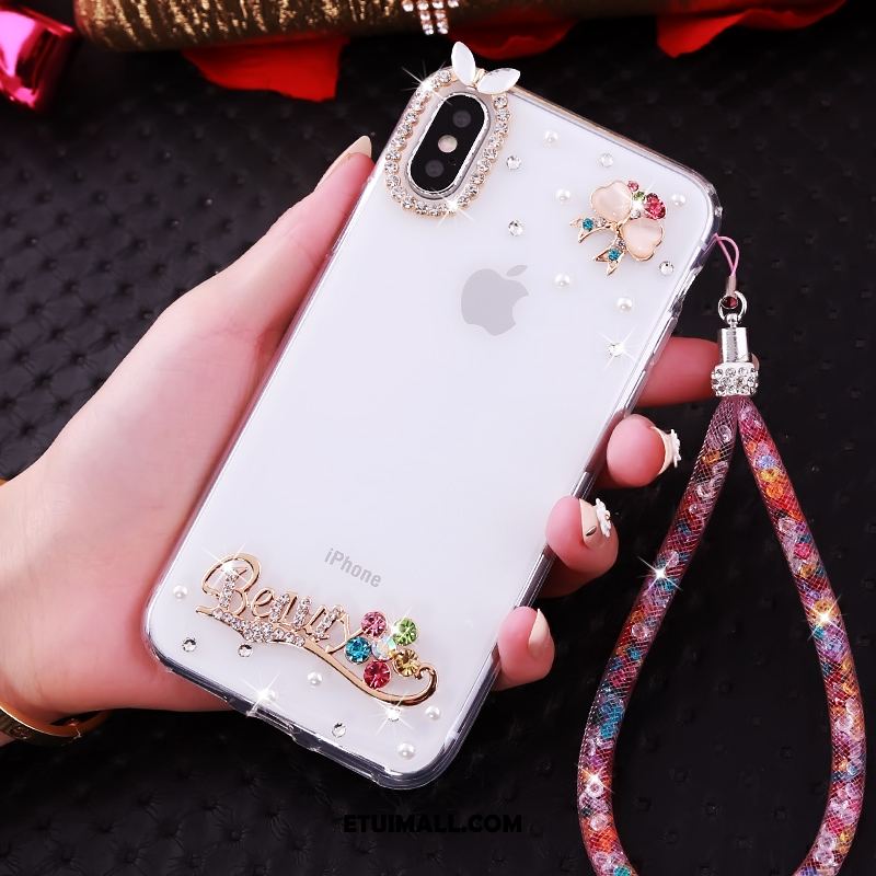 Etui iPhone Xs Biały Rhinestone Tendencja Miękki Osobowość Futerał Online