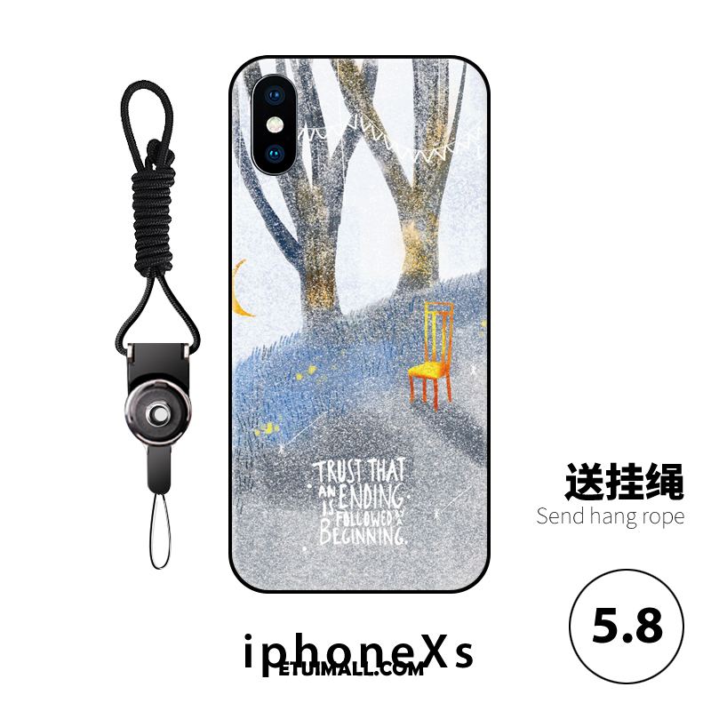 Etui iPhone Xs Kreatywne All Inclusive Anti-fall Niebieski Relief Futerał Online