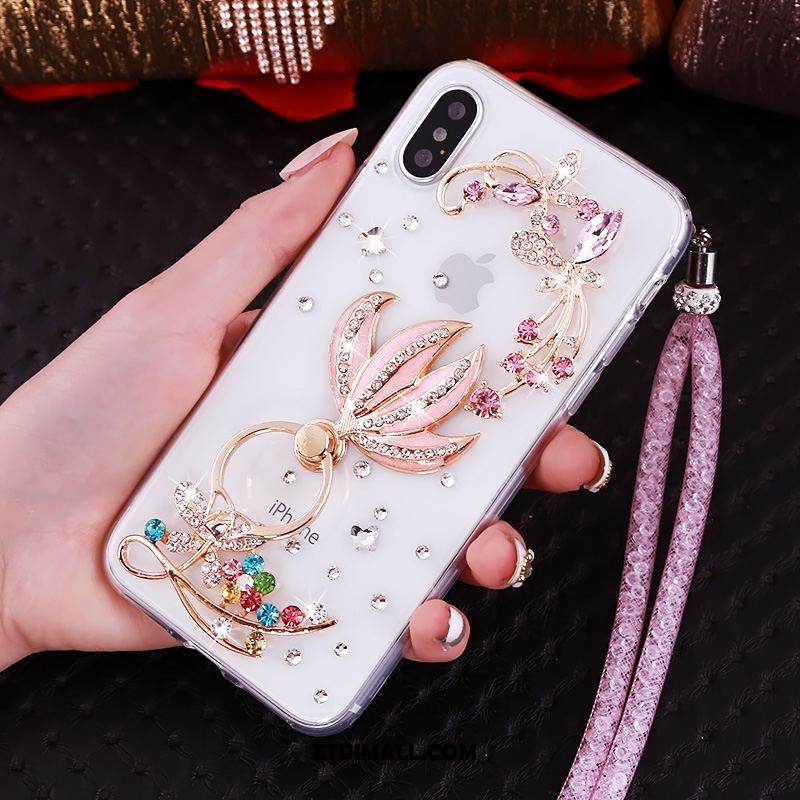 Etui iPhone Xs Przezroczysty Wisząca Szyja Czerwony Wspornik Rhinestone Pokrowce Sklep