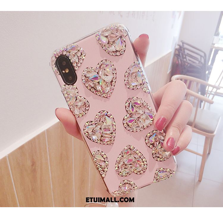 Etui iPhone Xs Różowe Rhinestone Miękki Telefon Komórkowy Silikonowe Pokrowce Kup