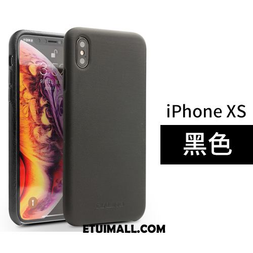 Etui iPhone Xs Telefon Komórkowy Prawdziwa Skóra Tylna Pokrywa Skórzany Futerał Biznes Pokrowce Tanie