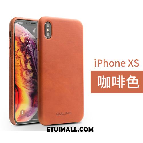 Etui iPhone Xs Telefon Komórkowy Prawdziwa Skóra Tylna Pokrywa Skórzany Futerał Biznes Pokrowce Tanie