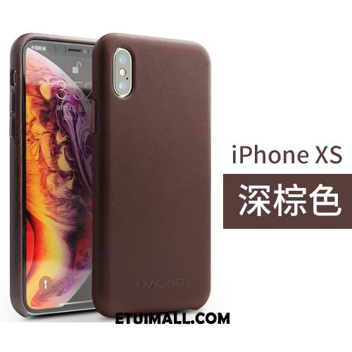 Etui iPhone Xs Telefon Komórkowy Prawdziwa Skóra Tylna Pokrywa Skórzany Futerał Biznes Pokrowce Tanie