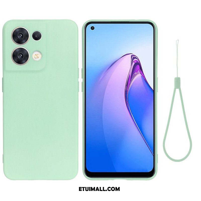 Futerały do Oppo Reno 8 z Łańcuch Płynny Silikon W Paski