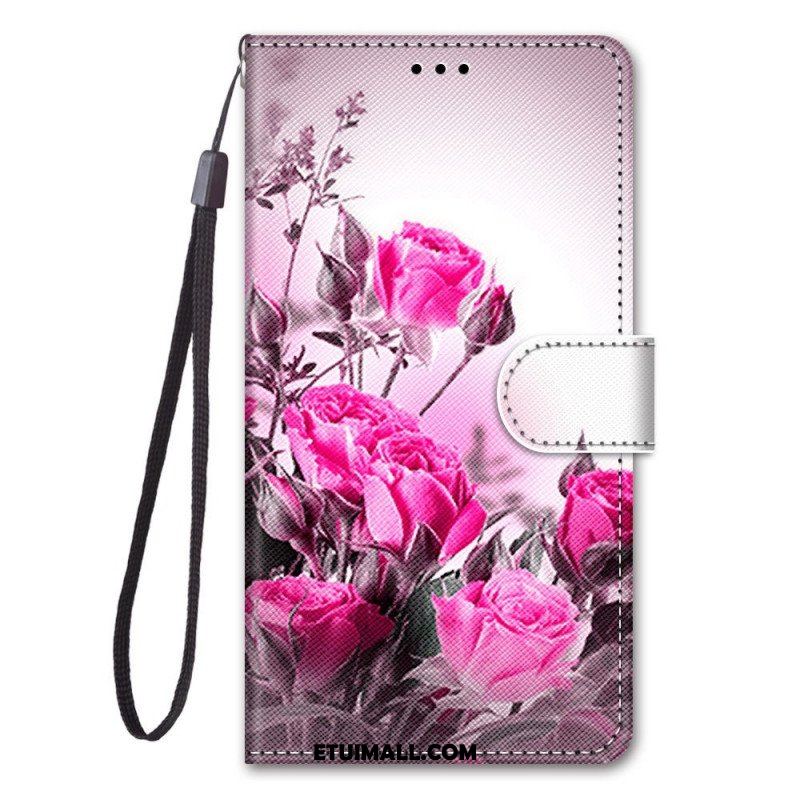 Obudowa Etui Na Telefon do Samsung Galaxy M53 5G z Łańcuch Paski Kwiaty