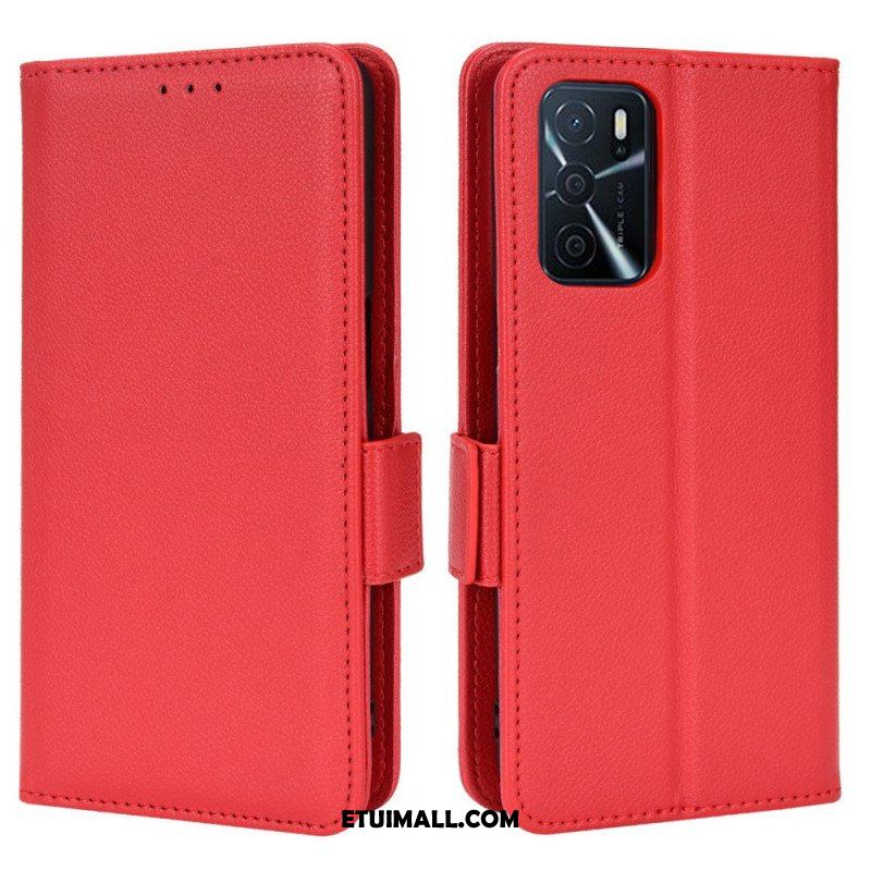 Skórzany Futerał do Oppo A16 / A16s Etui Folio Flap Double Litchi Nowe Kolory