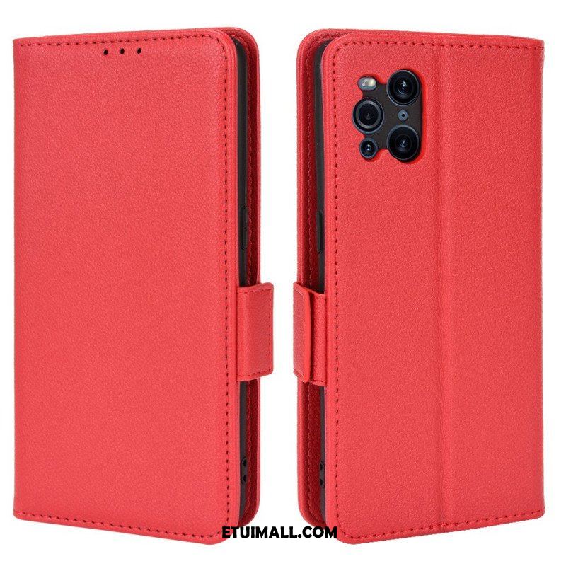 Skórzany Futerał do Oppo Find X3 Pro Etui Folio Flap Double Litchi Nowe Kolory