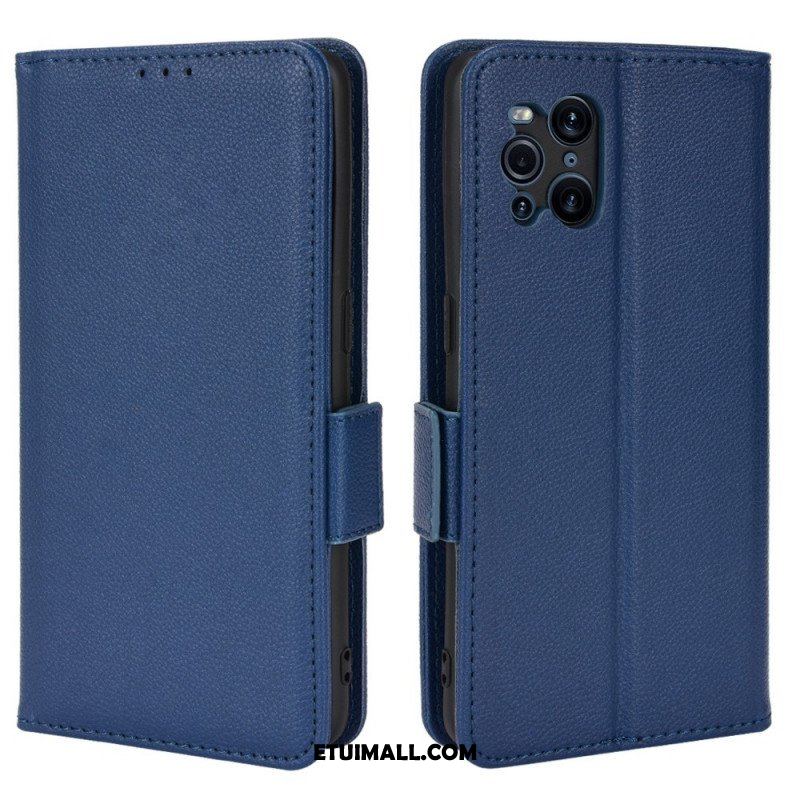 Skórzany Futerał do Oppo Find X3 Pro Etui Folio Flap Double Litchi Nowe Kolory