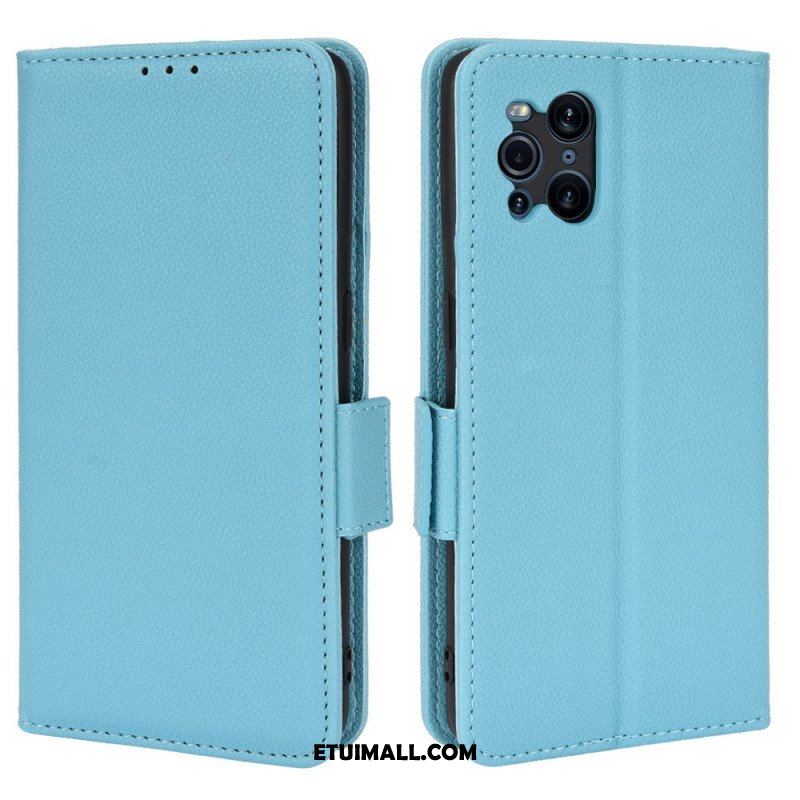 Skórzany Futerał do Oppo Find X3 Pro Etui Folio Flap Double Litchi Nowe Kolory