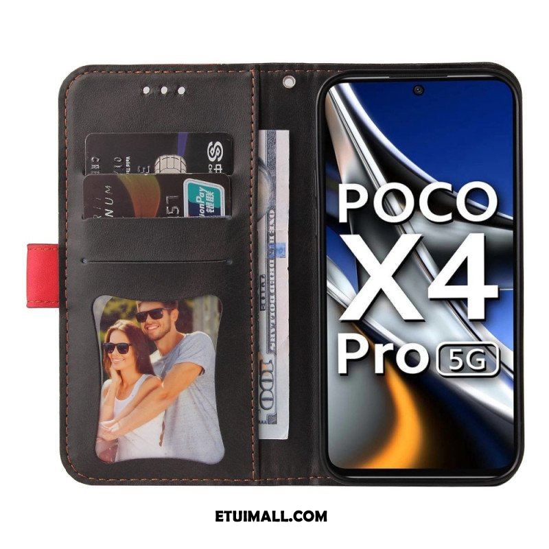 Skórzany Futerał do Poco X4 Pro 5G Dwukolorowy Z Paskiem