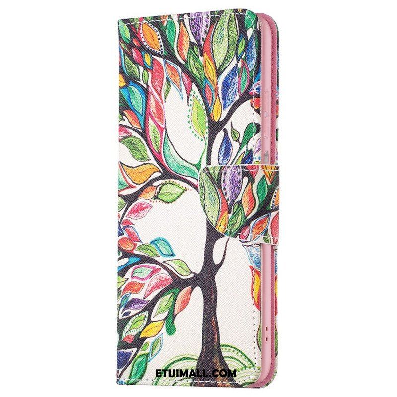 Skórzany Futerał do Samsung Galaxy M23 5G Dekoracja Drzewa