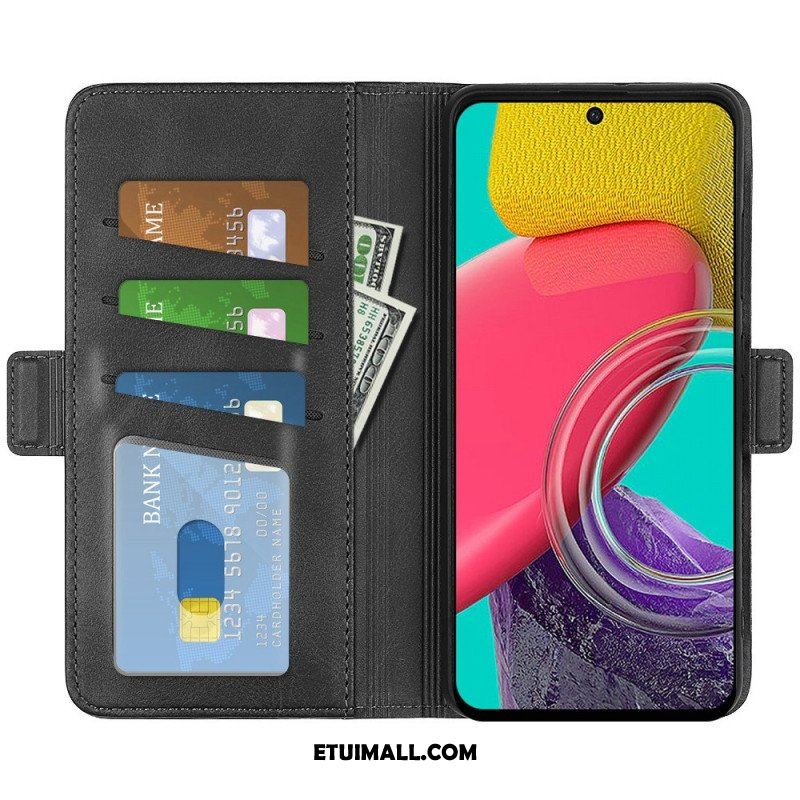 Skórzany Futerał do Samsung Galaxy M53 5G Etui Folio Podwójna Klapa