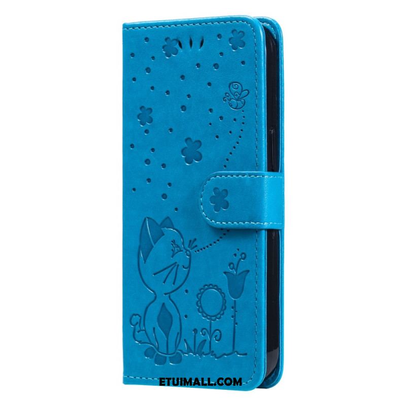 Etui Folio Xiaomi Redmi Note 13 Pro 4g Kot I Pszczoły Etui Ochronne
