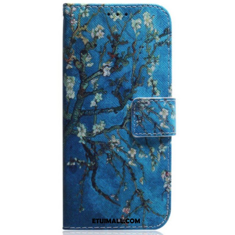 Etui Folio do Honor Magic 5 Lite z Łańcuch Paskowe Gałęzie Kwiatów