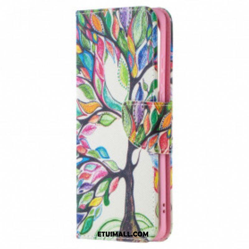 Etui Folio do Huawei P50 Pro Kolorowe Drzewo