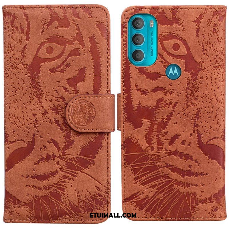 Etui Folio do Moto G71 5G Nadruk Twarzy Tygrysa