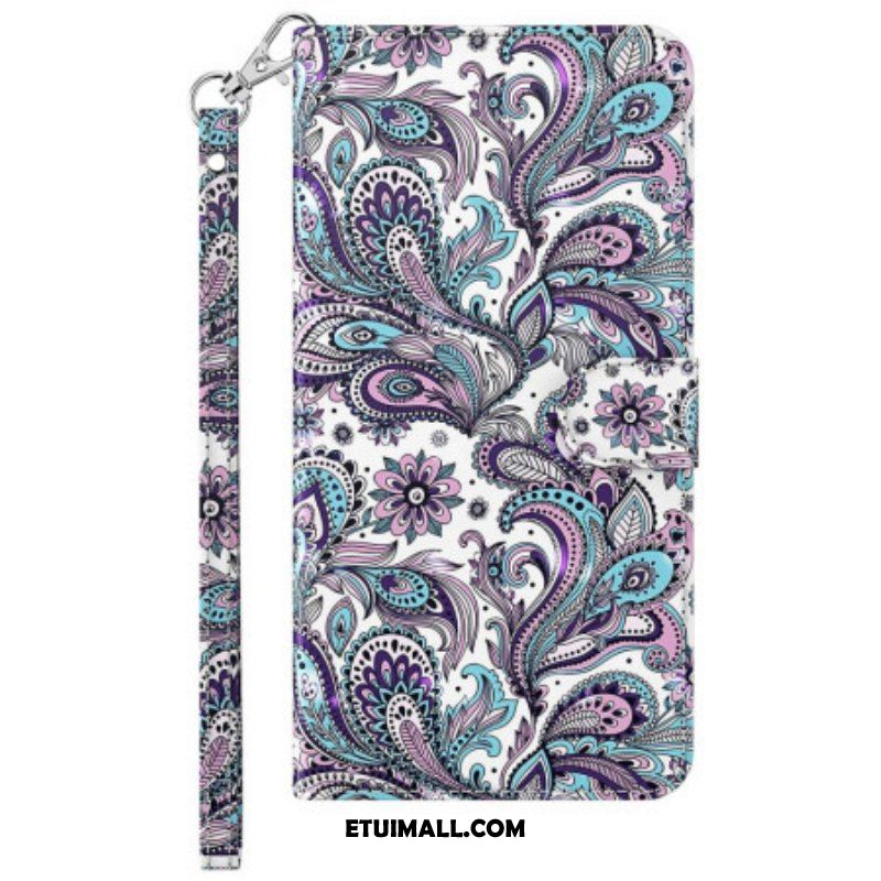 Etui Folio do Moto G73 5G z Łańcuch Pasiasty Wzór Paisley