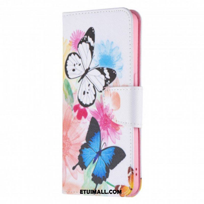 Etui Folio do Oppo Reno 6 5G Malowane Motyle I Kwiaty