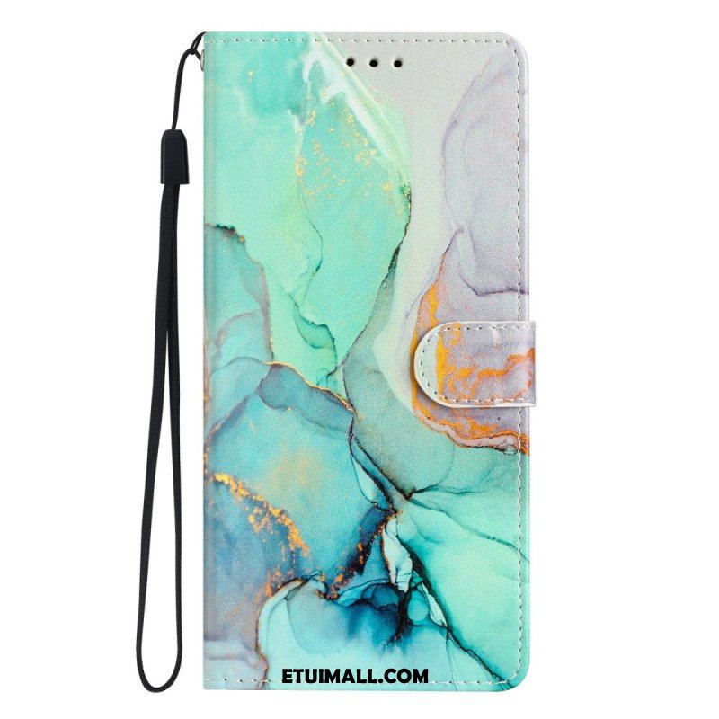 Etui Folio do Oppo Reno 8 z Łańcuch Pasek Marmuru