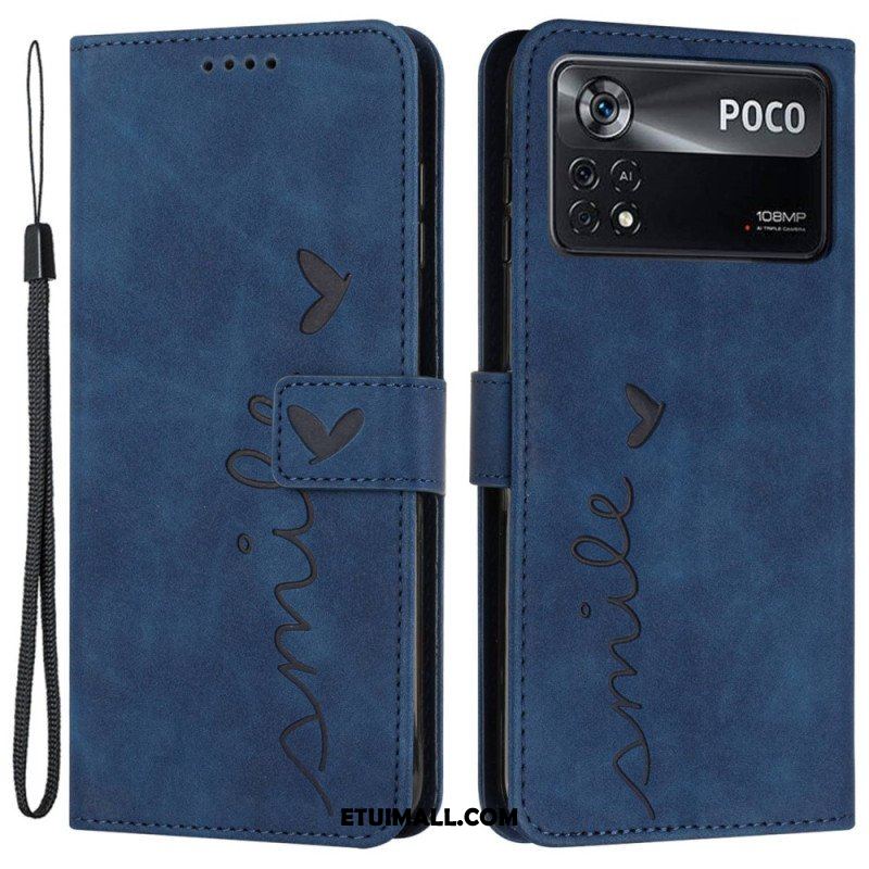 Etui Folio do Poco X4 Pro 5G z Łańcuch Pasiasty Uśmiech