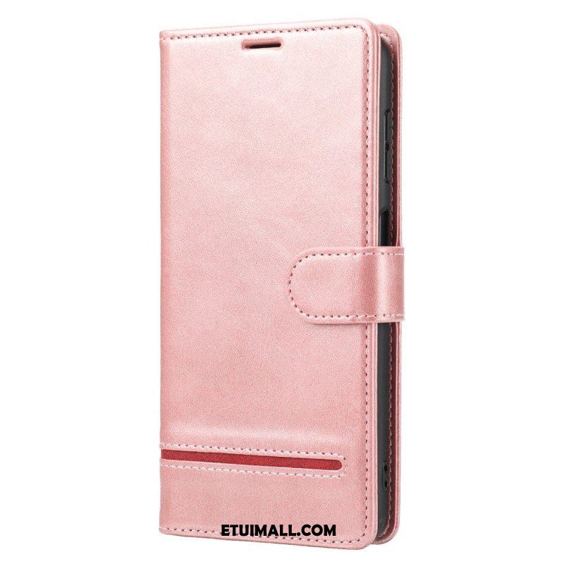 Etui Folio do Poco X5 5G Liniowy Efekt Skóry