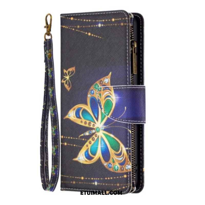 Etui Folio do Poco X5 5G Portmonetka Złote Motyle