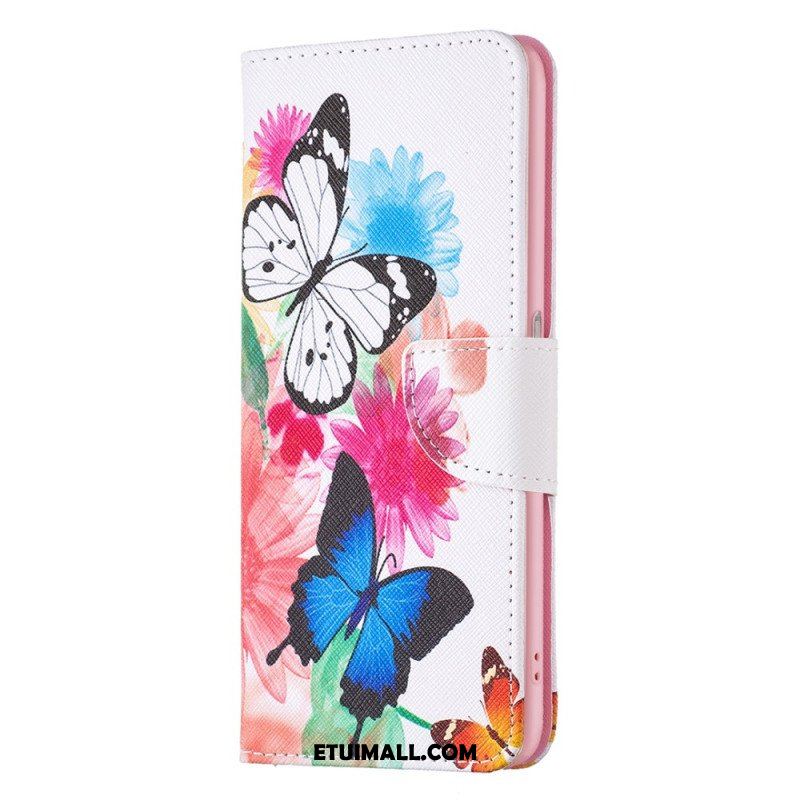 Etui Folio do Realme C35 Kwiaty Motyle