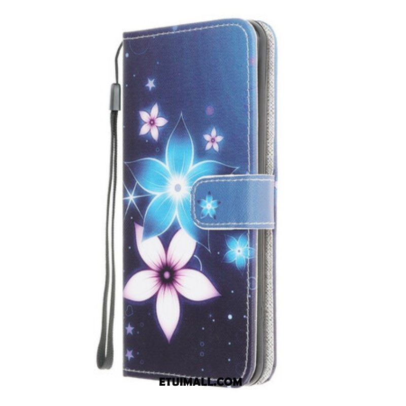 Etui Folio do Samsung Galaxy A42 5G z Łańcuch Kwiaty Paska Księżycowego