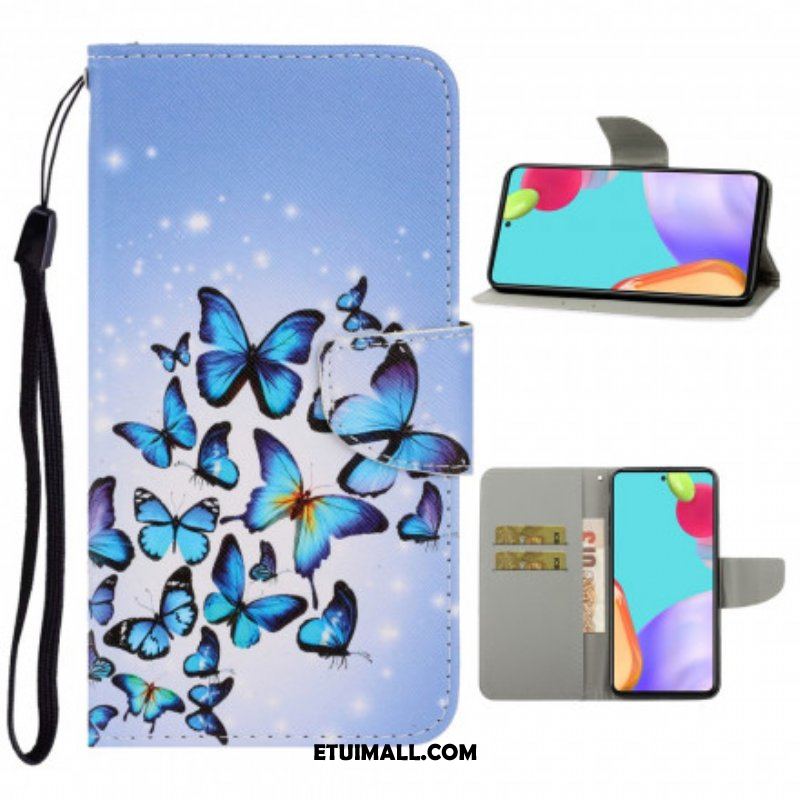 Etui Folio do Samsung Galaxy A52 4G / A52 5G / A52s 5G z Łańcuch Motyle Wariacje Paska