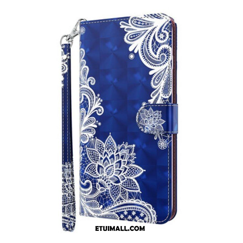 Etui Folio do Samsung Galaxy M12 / A12 Lekka Koronka W Kropki Z Paskiem