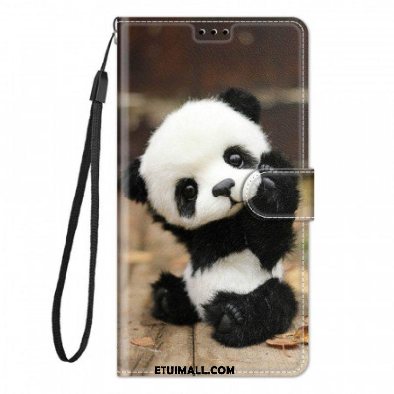 Etui Folio do Samsung Galaxy M23 5G z Łańcuch Mała Panda Z Paskiem